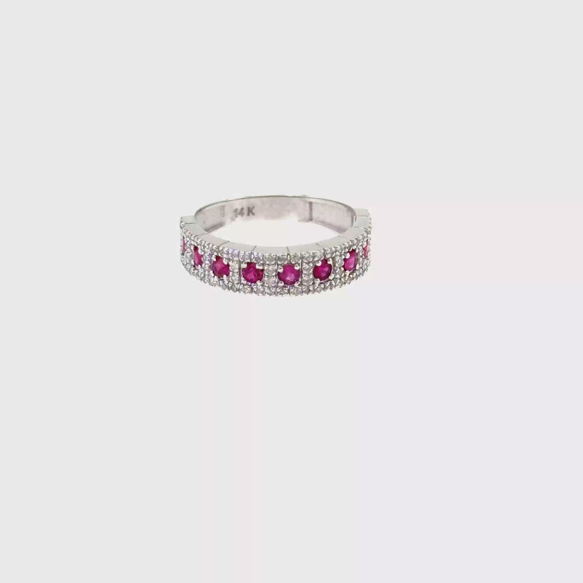 360 video of The Ruby Promenade Band, 0.90ct Ruby & Diamond, 14K White Gold by Benji Designs
