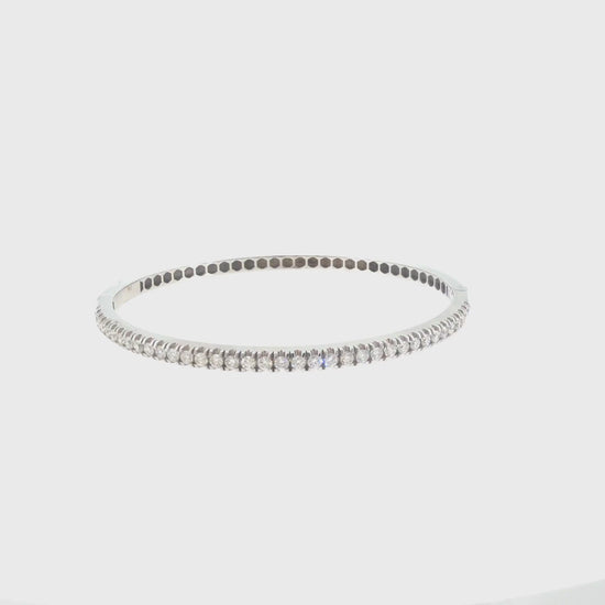 360 video of The Starlit Thread Bangle, 1.60ct Diamond, 14K White Gold by Benji Designs