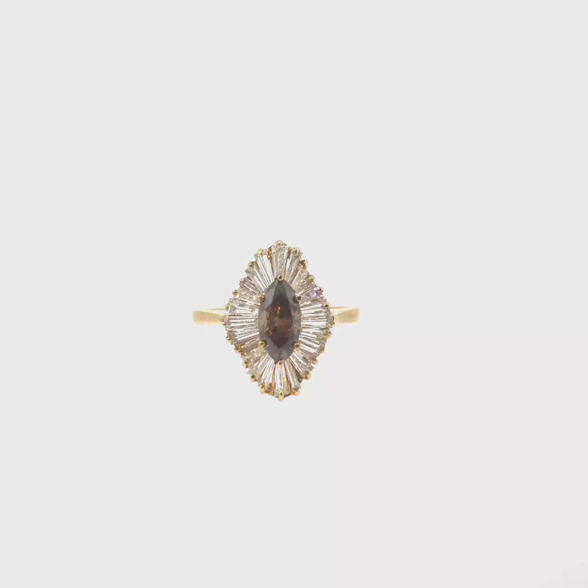 360 video of The Cognac Ballerina Ring, 2.70ct Brown Diamond, 18K Yellow Gold by Benji Designs