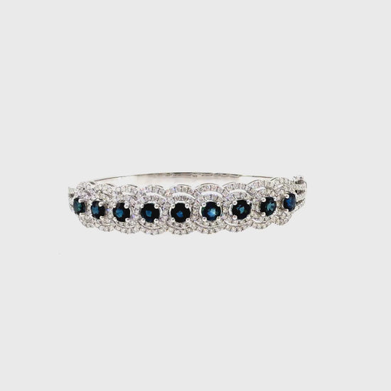 360 video of The Ocean Majesty Bangle, 7.24ct Sapphire & Diamond, 14K White Gold by Benji Designs