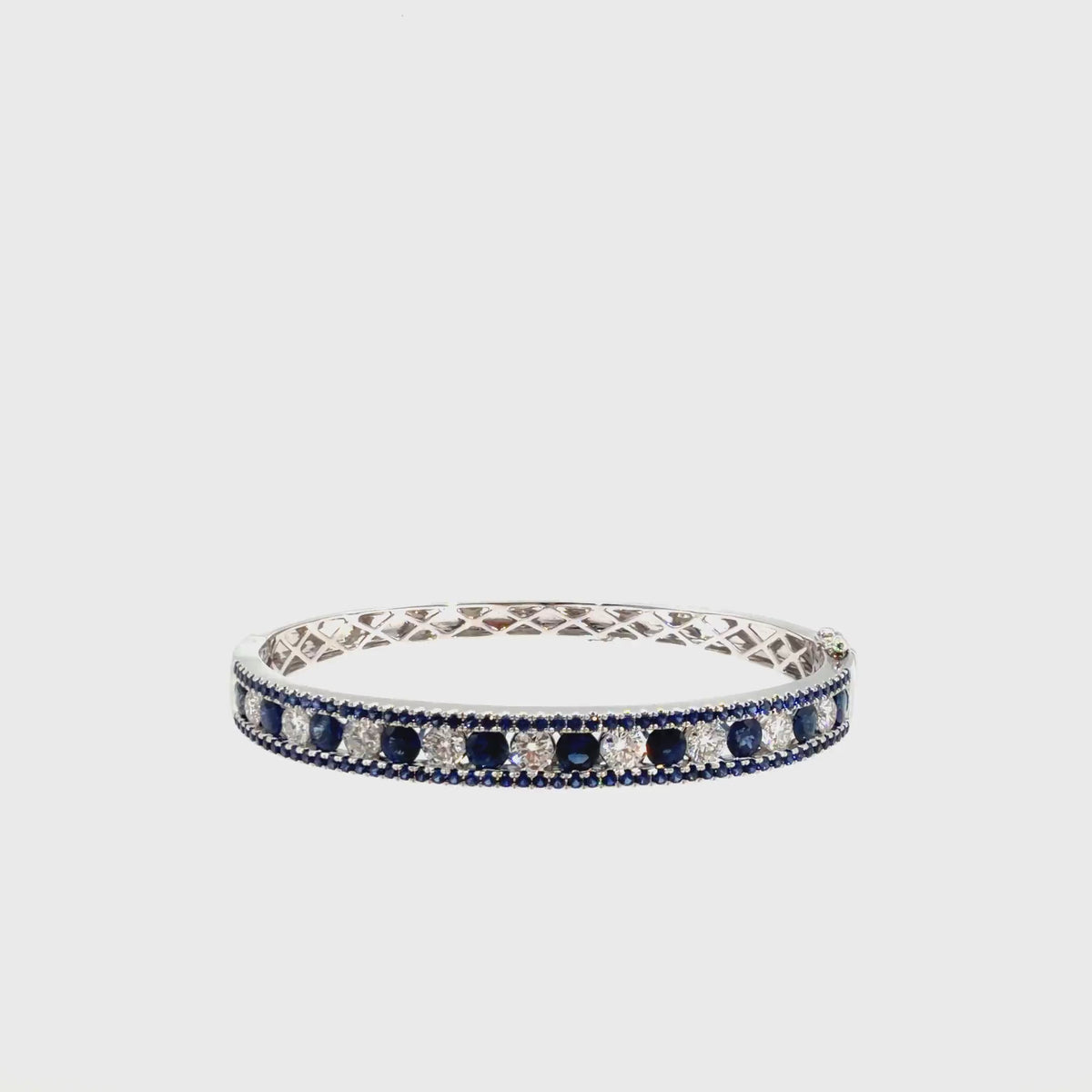 360 video of The Sapphire Cascade Bangle, 4.00ct Sapphire & 2.00ct Diamond, 14K White Gold by Benji Designs