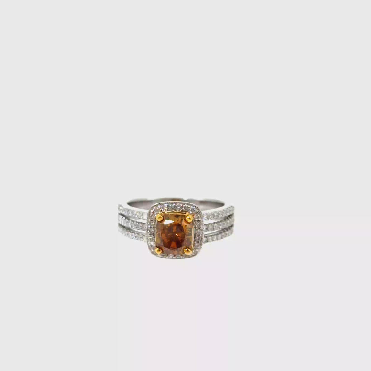 360 video of The Amber Blaze Ring, 2.55ct Brown-Orange Diamond, 18K White Gold by Benji Designs