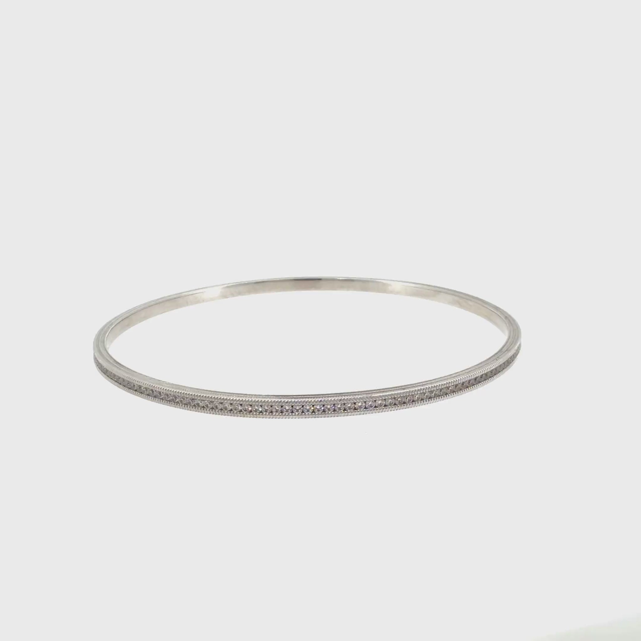 360 video of The Snowfall Bangle, 2.00ct Diamond, 14K White Gold by Benji Designs