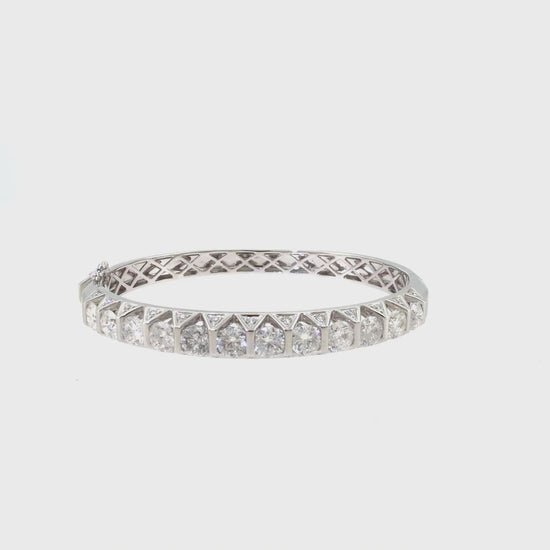 360 video of The Diamond Trellis Bangle, 6.83ct Diamond, 18K White Gold by Benji Designs