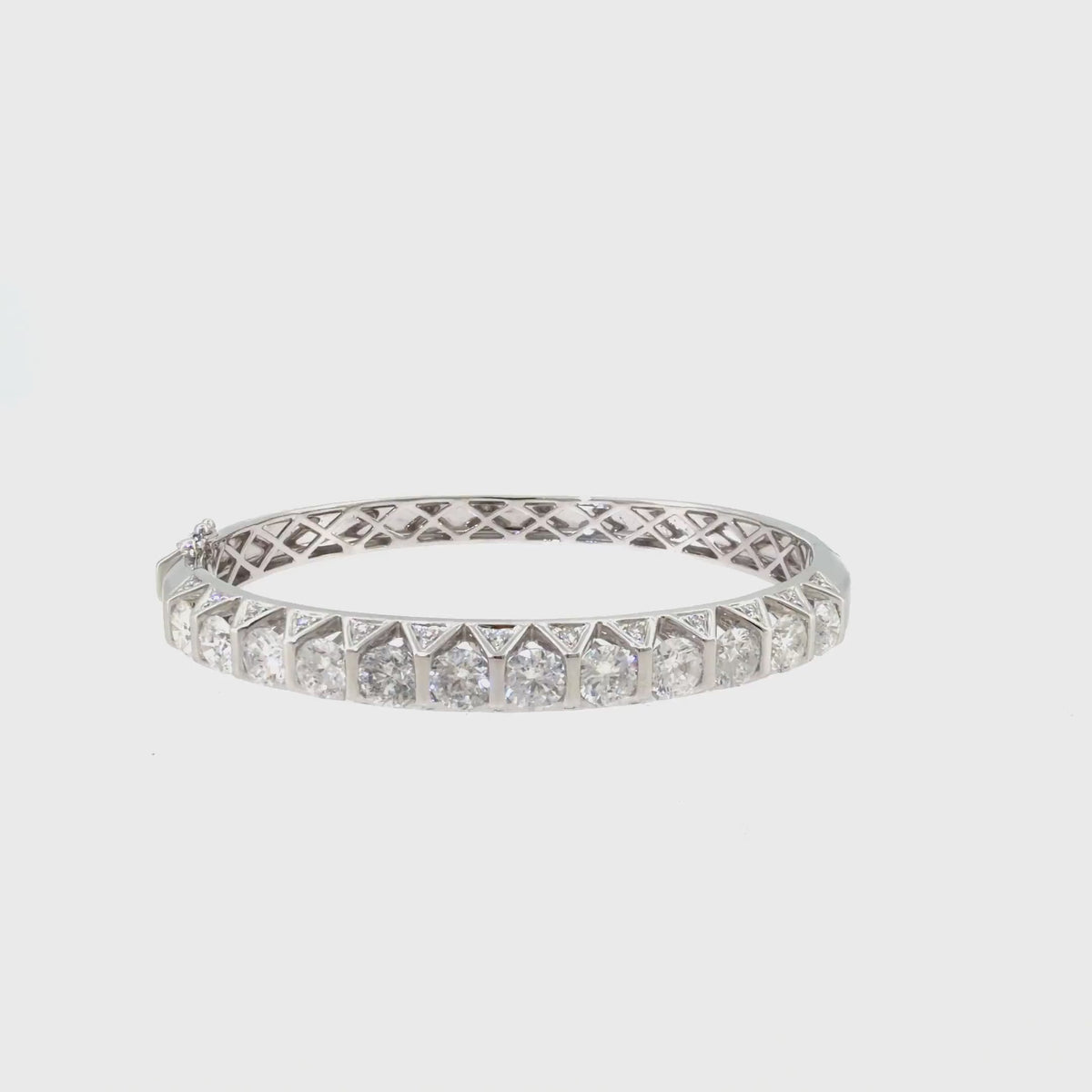360 video of The Diamond Trellis Bangle, 6.83ct Diamond, 18K White Gold by Benji Designs