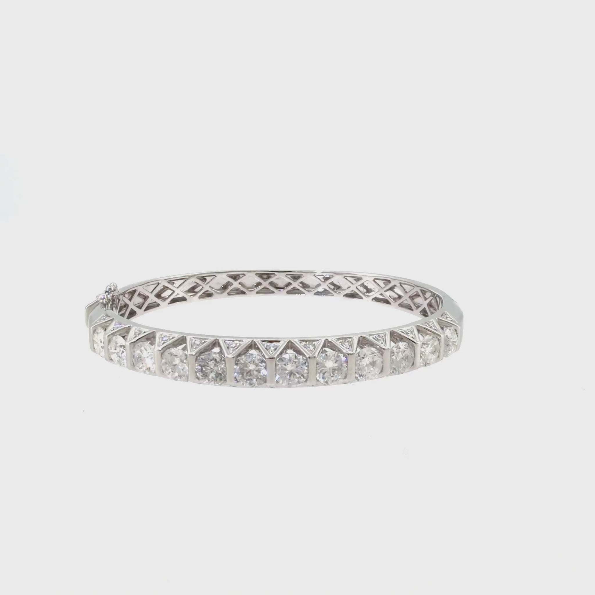 360 video of The Diamond Trellis Bangle, 6.83ct Diamond, 18K White Gold by Benji Designs