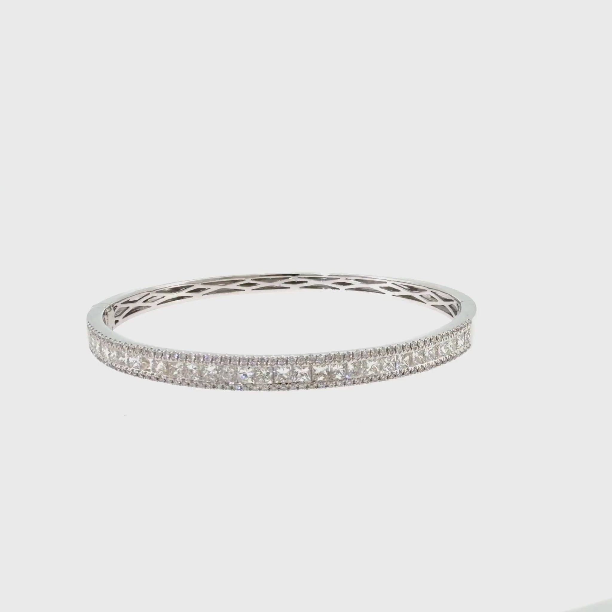 360 video of The Starlight Parade Bangle, 4.02ct Diamond, 14K White Gold by Benji Designs