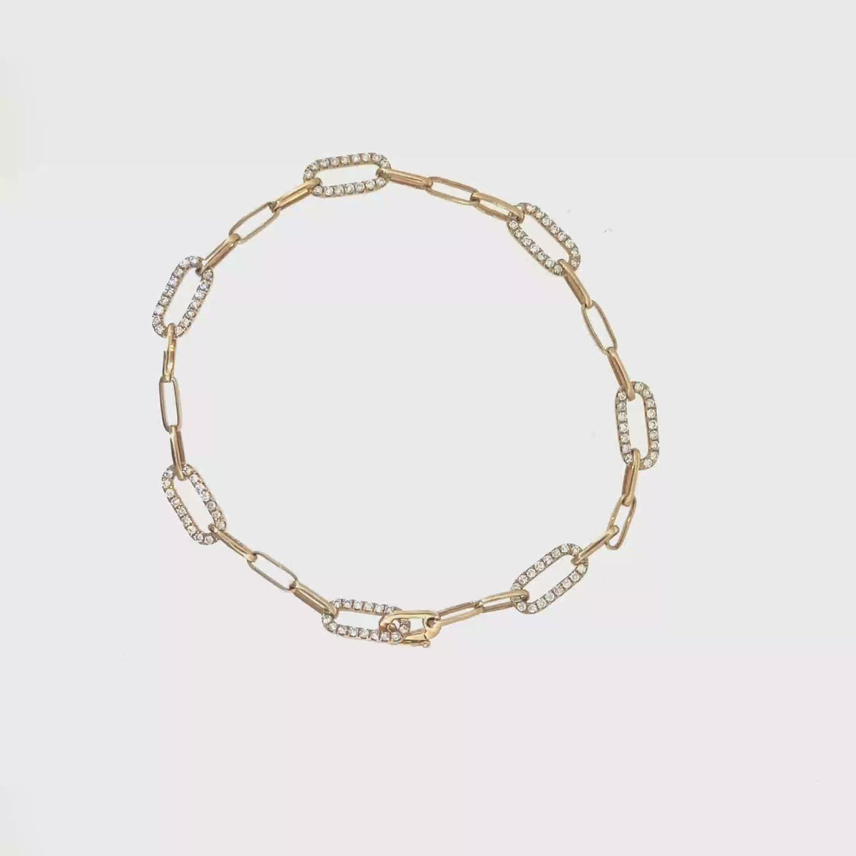 360 video of The Paperclip Pavé Bracelet, 0.75ct Diamond, 14K Yellow Gold by Benji Designs