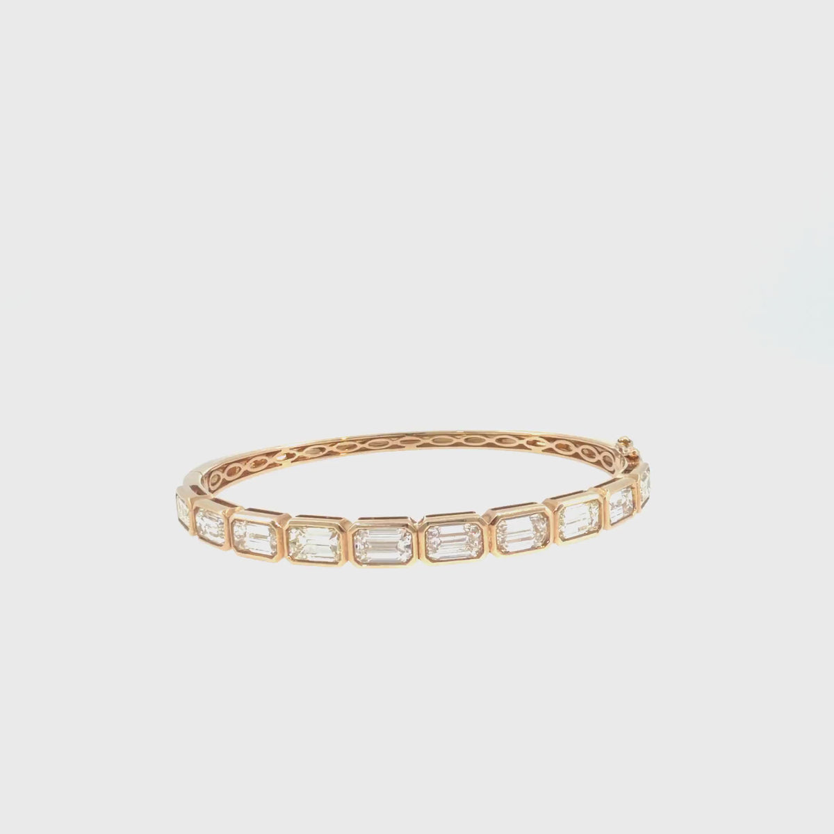 360 video of The Grand Salon Bangle, 8.00ct Emerald-Cut Diamond, 14K Yellow Gold by Benji Designs