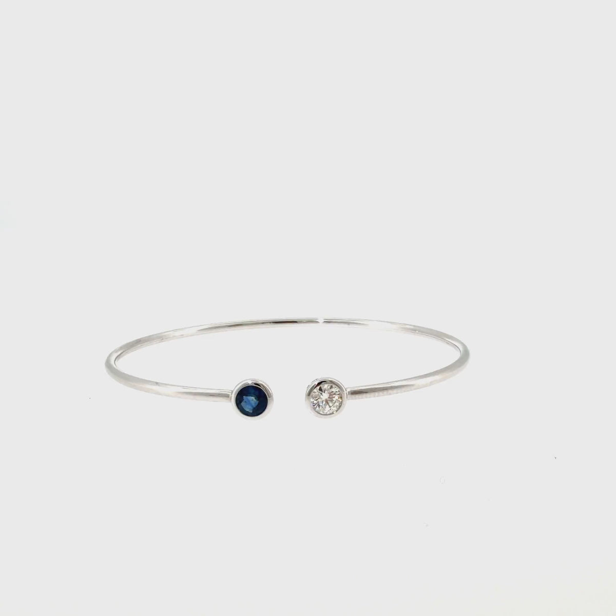 360 video of The Midnight Duo Bangle, 0.83ct Sapphire & Diamond, 14K White Gold by Benji Designs