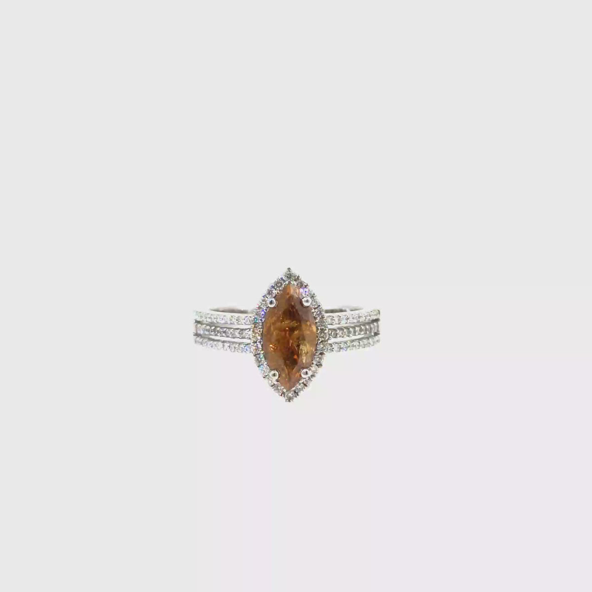 360 video of The Whiskey Marquise Ring, 1.85ct Brown Diamond, 18K White Gold by Benji Designs