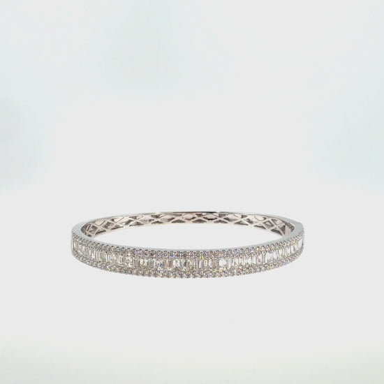 360 video of The Baguette Skyline Bangle, 6.00ct Diamond, 14K White Gold by Benji Designs