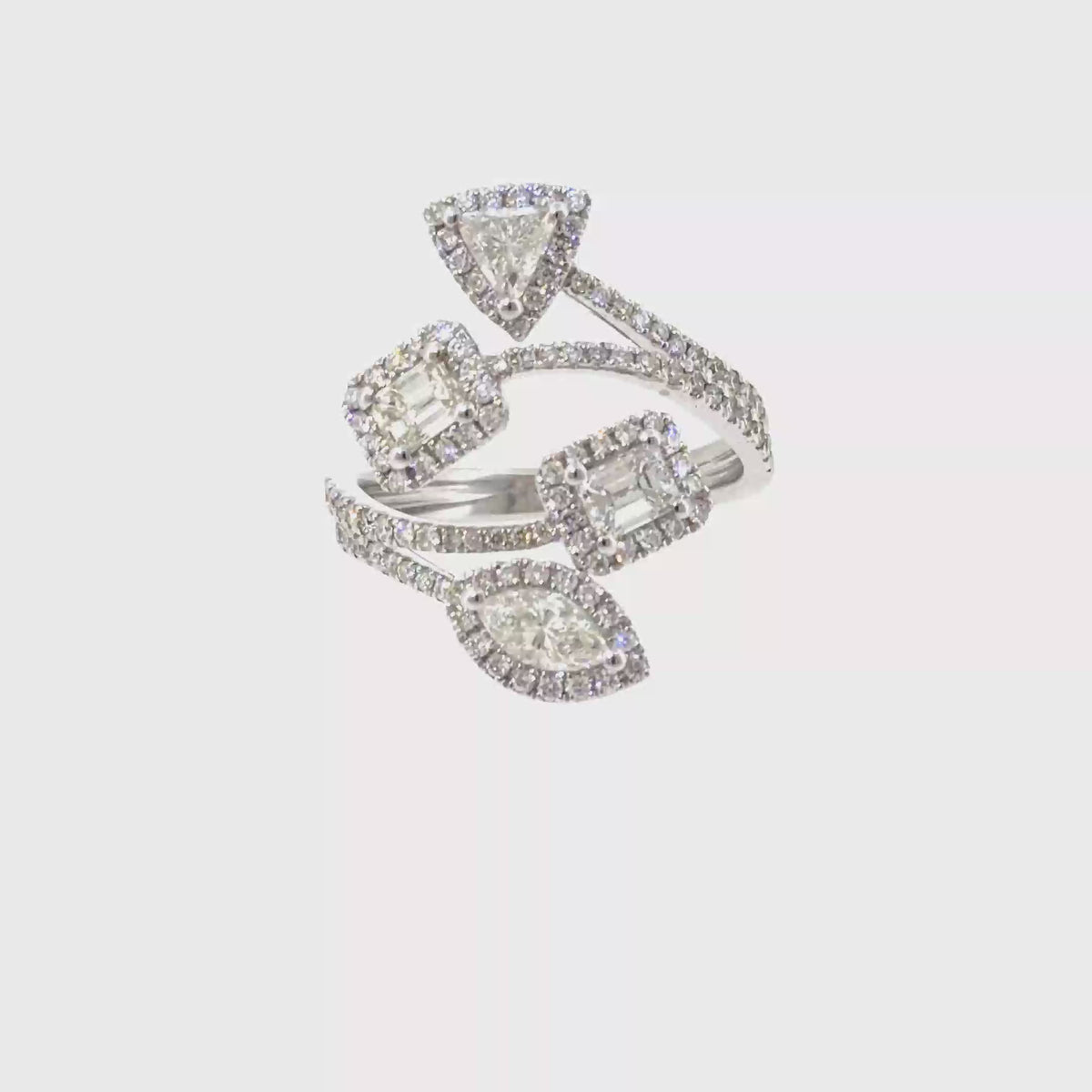 360 video of The Grand Mosaic Ring, 1.30ct Diamond, 18K White Gold by Benji Designs
