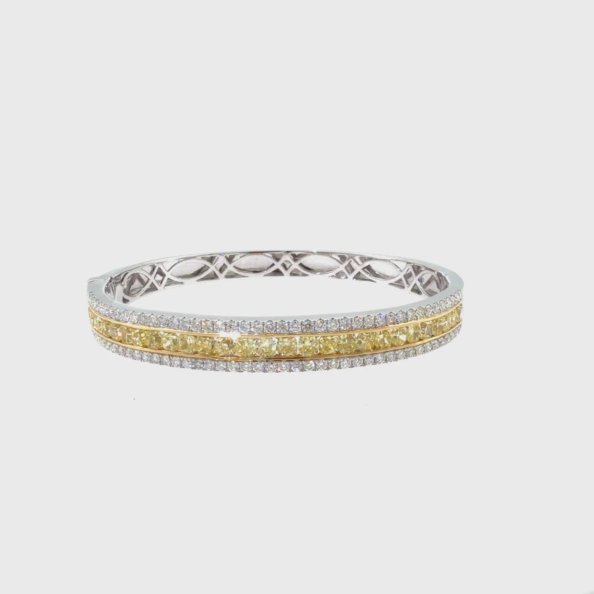 360 video of The Canary Bangle, 4.50ct Yellow Diamond, 14K White Gold by Benji Designs