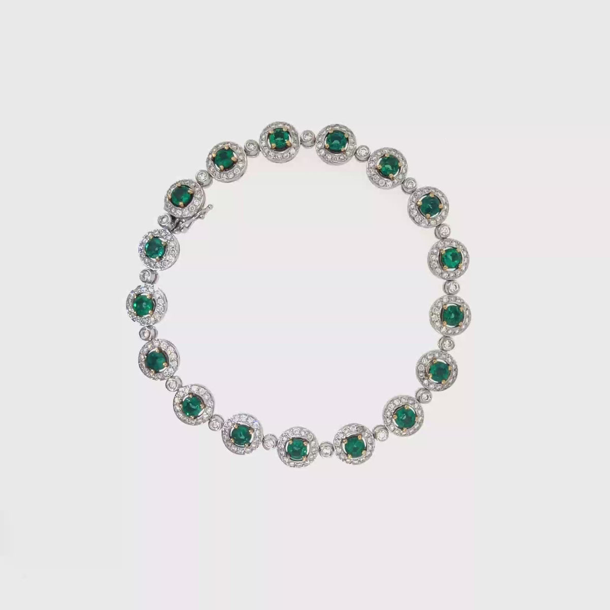 360 video of The Emerald Wreath Bracelet, 5.46ct Emerald & Diamond, 18K White Gold by Benji Designs
