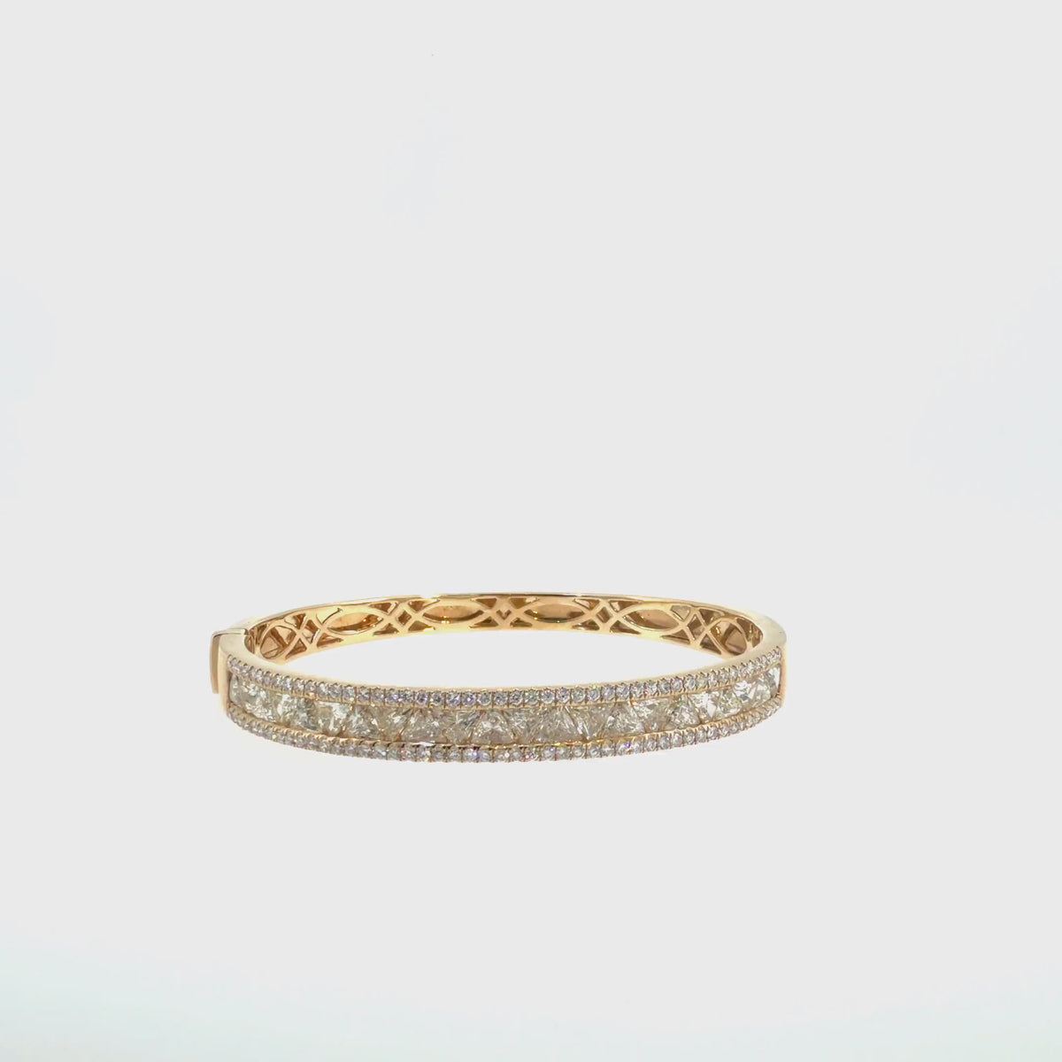 360 video of The Trillion Prism Bangle, 6.50ct Diamond, 14K Yellow Gold by Benji Designs