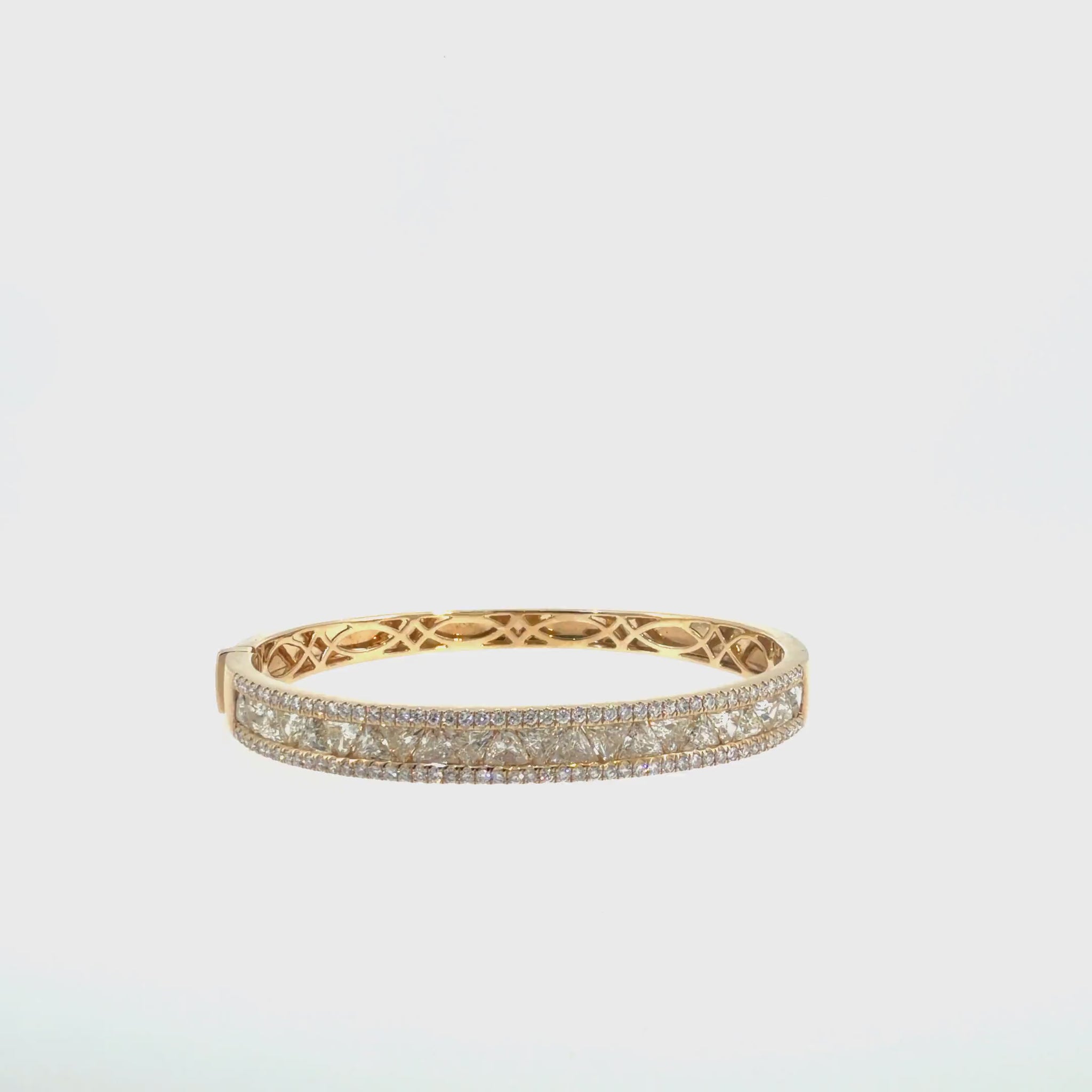 360 video of The Trillion Prism Bangle, 6.50ct Diamond, 14K Yellow Gold by Benji Designs