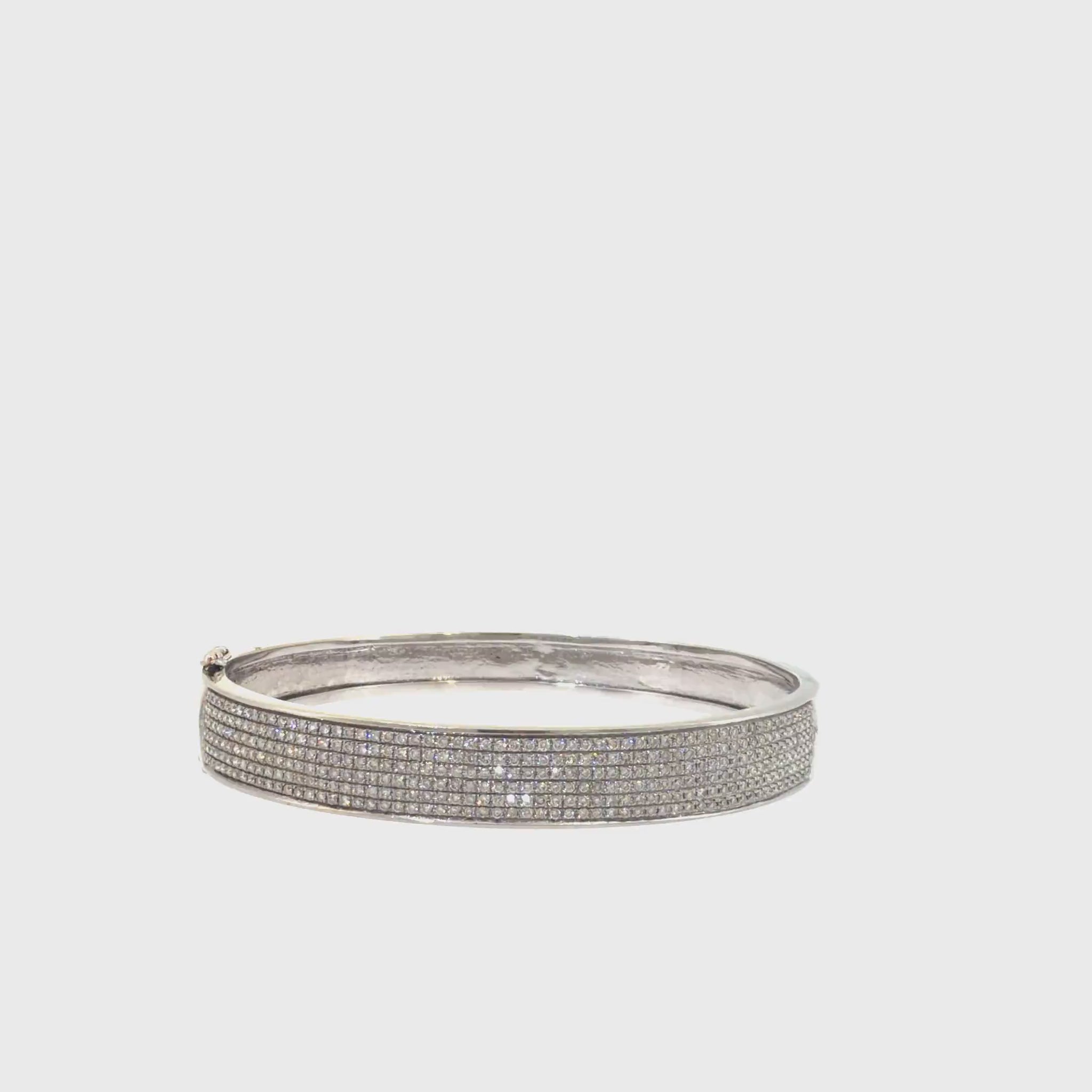 360 video of The Moonlit Line Bangle, 3.00ct Diamond, 14K White Gold by Benji Designs