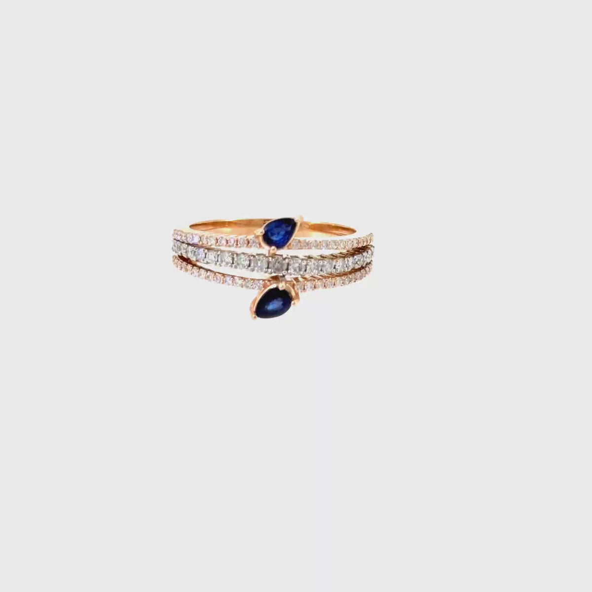 360 video of The Twin Sapphire Ring, 0.98ct Sapphire & Diamond, 14K Rose Gold by Benji Designs