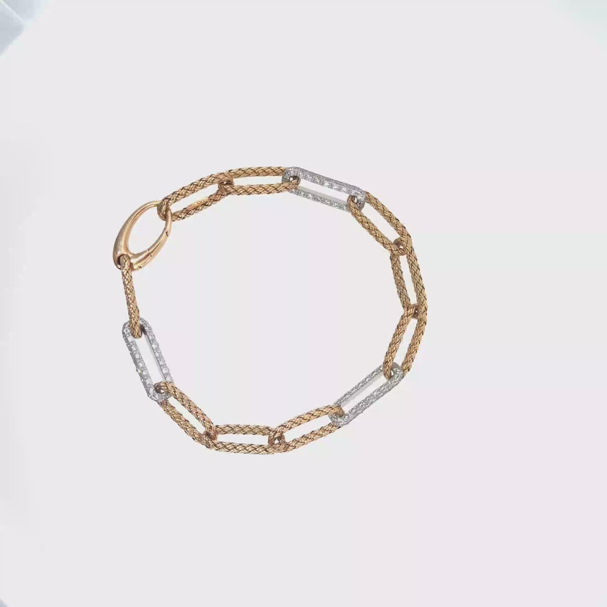 360 video of The Woven Paperclip Bracelet, 1.50ct Diamond, 14K Two-Tone Gold (Yellow & White) by Benji Designs