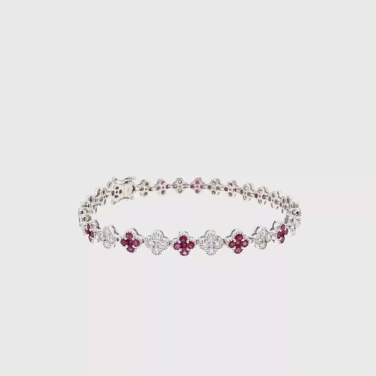 360 video of The Ruby Clover Bracelet, 3.00ct Ruby & Diamond, 14K White Gold by Benji Designs
