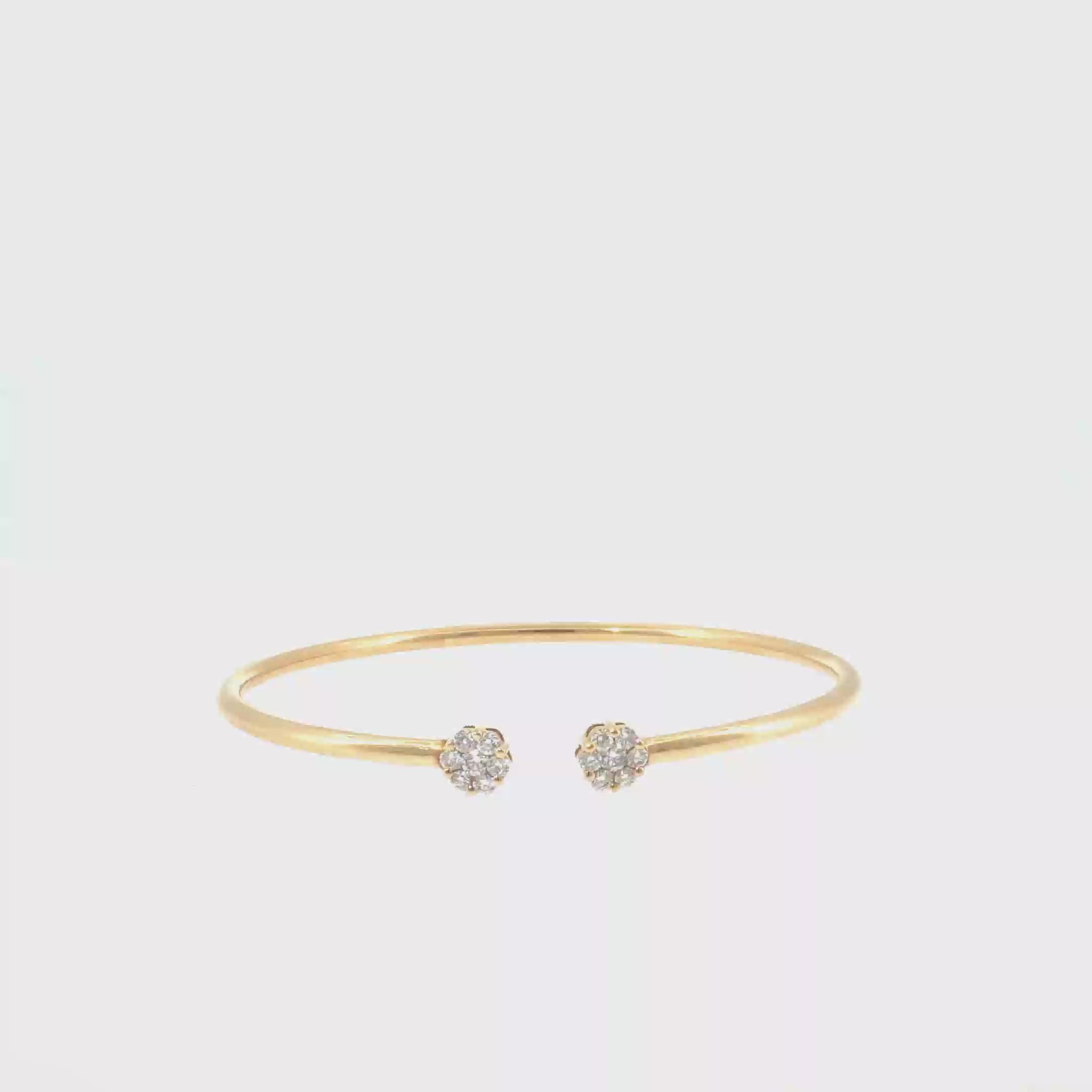 360 video of The Sunrise Line Bangle, 0.50ct Diamond, 14K Yellow Gold by Benji Designs