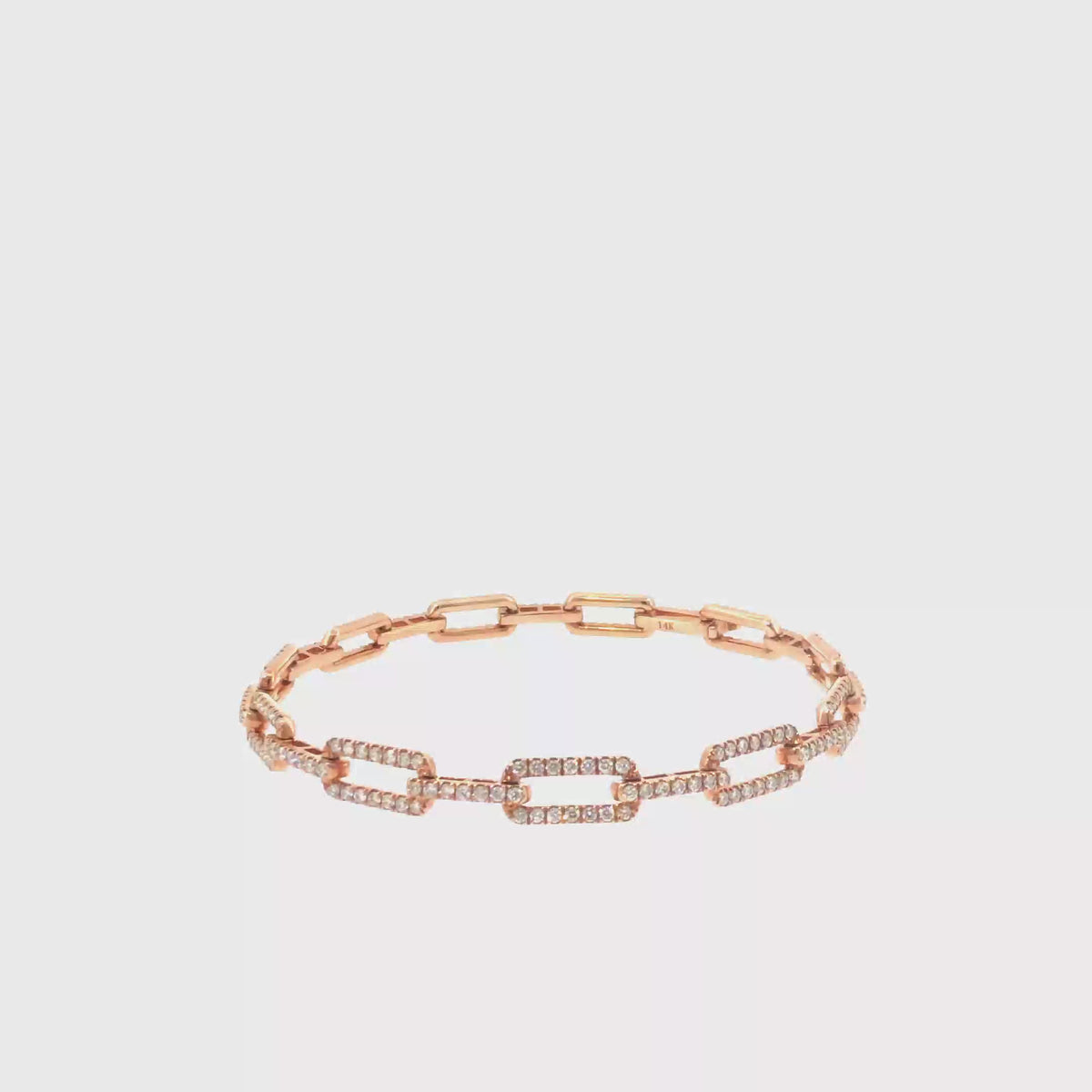 360 video of The Rose Paperclip Bracelet, 1.75 ct Diamond, 14K Rose Gold by Benji Designs
