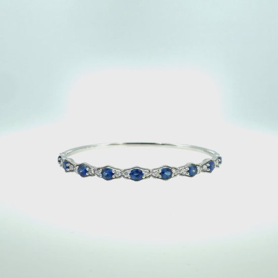 360 video of The Heirloom Sapphire Bangle, 2.83ct Sapphire & Diamond, 18K White Gold by Benji Designs