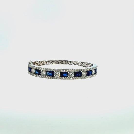 360 video of The Sapphire Sovereign Bangle, 6.00ct Sapphire & 4.00ct Diamond, 14K White Gold by Benji Designs
